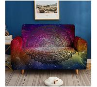 3D Starry Mandala Sofa Covers Collection Stretch Sofa Cover for Living Room Armchair Sofa Slipcover Elastic Couch Cover Case1 2 3 4 Seater (Red Black,2 Seats 145-185 cm)