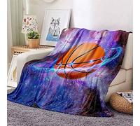 3D Starry Sky Basketball Fleece Blanket, 3D Printing Throw Blanket, Soft Fluffy Flannel, for Bed, Sofa and Couccm, 130x150 cm
