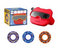 3D Stereoscopic Viewer Toy,Portabble Story Projection Device,Classic 3D View finder With 3 Reels,Visual Learning Tool, For Kids Classroom Home Preschool Holiday(Red With 3 Reels)