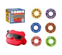 3D Stereoscopic Viewer Toy, Portabble Story Projection Device, View Finder With 6 Reel,Reel Viewer Finder, Retro Toys, Slide Viewer, Nature Learning Toy for Adults (Red, 6pc)
