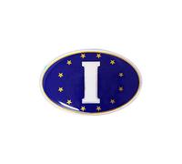 3D Sticker Oval"I" with European Background