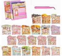 3D Sticker Scene Collection Book for Adults Kids Girls,20 Sets DIY Sticker Therapy for Adults,Make Your Own Isometric House Stickers Relief Stress Pass The Time Birthday Gift Play Park Hamburg