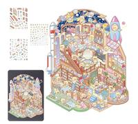3D Sticker Scene Cute Stickers Scenes Cartoon Science Museum Sticker Handmade House Stickers House Stickers for Thanksgiving, Christmas, Chinese New Year, Valentine's Day