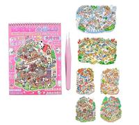 3D Stickers, 3D Sticker Scene, Sticker Therapy, 3D Large Sticker Scene, Suitable for Adults and Children to Relieve Stress and Pass The Time (with Tweezers)