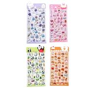 3D Stickers - 4 Pieces | Puffy Stickers | Water Bottle Stickers | 3D Aesthetic Decals for Car, School for Children, Teenage Students, Craft Notebooks, Laptop Bottle, Recompe