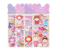 3D Stickers | Cartoon Adhesive Animal Motifs - 8 Sheets Reusable Cute Animal Motifs | for Diary, Water Bottle, Planner, Notebook, Journaling, Laptop