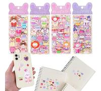 3D Stickers for Children, Cartoon Stickers for Decorating, 8 Sheets Reusable Animal Stickers - For Laptops, Computer, Water Bottle, Organiser, Notebook, Diary