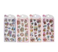 3D Stickers for Kids - Cartoon Adhesive Decals | Glitter Puff Stickers | 4-Piece Water Filled with Sparkling Powder, Cute Animal Characters, for Scrapbooks Laptops Phone Case Party Reward Prizes