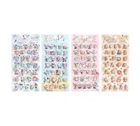 3D Stickers - Glossy Cartoon Stickers Set PVC Colorful Bubble | Decorative Creative Sheets with Vivid Sublime Characters Playful Theme Accents for Kids Crafts Collectable