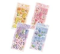 3D Stickers - Glossy Cartoon Stickers Set PVC Colorful Bubble | Decorative Creative Sheets with Vivid Sublime Characters Playful Theme Accents for Kids Crafts Collectable