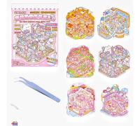 3D Stickers Scene Sticker Pink Zoo Small Class,DIY Miniature House Scene 6 Sets Fun Stickers with Tweezers Make Your Own Warm Home Books Sticker for Adults Girls Childs Relief Stress,Favors Gift