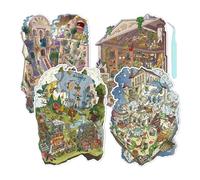 3D Stickers | Set of 4 Cute House DIY Miniature Decals - 3D Stickers for Adults - for Stress Relief to Pass The Time for Laptop, Water Bottle, Phone, Kids, Travel Activity, Christmas