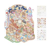 3D Stickers, Stage Stickers, Cartoon Science Museum Sticker, Cute Room Sticker, Handmade Home Stickers, Miniature Decal Scene for T
