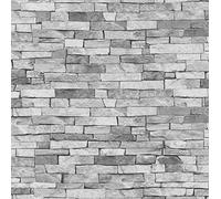 3D Stone Slate Brick Effect Wallpaper Grey Rock Wall Realistic Weathered YöL