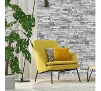 3D Stone Slate Brick Effect Wallpaper Grey Rock Wall Weathered Realistic P+S