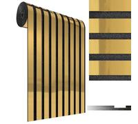 3D Strip Mirror Peel and Stick Wall Panels 6mm Thick Gold Mirror Reflection Effect Self Adhesive Wall Panels Waterproof Soundproof Stick On Wall Paper for Living Room Bedroom Kitchen, 300x40cm