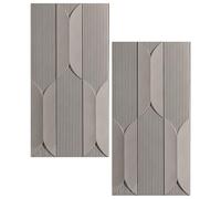 3D Striped PU Wall Panels for Interior & Exterior 2'x4' Drop Ceiling Tiles Stylish Gray A Home & Hotel Lobby Wall Cladding (2Pack)
