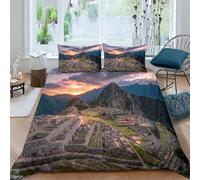3D Sunset on a Hill Double Duvet Cover Sets Natural Scenery Double Bedding Set Warm Comfort Microfiber Quilt Cover Size 200x200 cm with 2 Pillowcases 50×75 cm E-5673