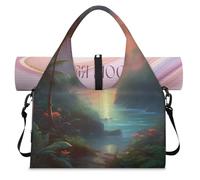 3D Sunset Tropical Forest Sports Duffel Bag for Women Men Weekend Overnight Bag with Shoe Compartment Shoulder Tote Luggage Bag for Yoga Gym Travel