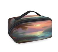 3D Sunset Tropical Forest Travel Makeup Bags for Women Men Girls Boys Wash Pouch Bag Portable Toiletry Cosmetic Toiletries Organizer Shower Bag
