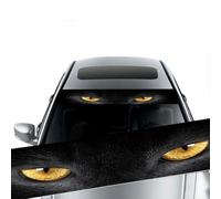 3D Sunshade Windshield Decal for Cars - Terror Decor Graphic Sticker, Front or Rear PVC Sticker with Black Rubber Backing, 133 x 2(Yellow Eyes)