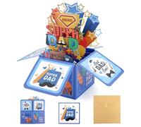 3D Super Dad Pop Up Card, Creative Gift Box with Envelope Message Card Perfect Greeting for Fathers Stepdads Grandfathers and Special Men in Your Life