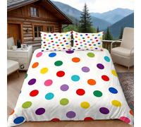3D Super King Duvet Set 3D Printed Colorful Polka Dots Bedding, Rainbow Colors Soft Microfibre Duvet Cover Sets Quilt Cover and Pillow Set with Zipper 3 Pcs