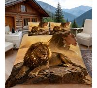 3D Super King Duvet Set 3D Printed Desert Lion Bedding, Mystical Soft Microfibre Duvet Cover Sets Quilt Cover and Pillow Set with Zipper 3 Pcs