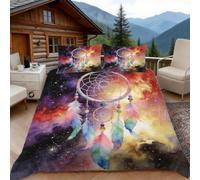 3D Super King Duvet Set 3D Printed Dreamy Dreamcatcher Bedding, Watercolor Illustration Soft Microfibre Duvet Cover Sets Quilt Cover and Pillow Set with Zipper 3 Pcs