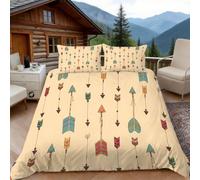 3D Super King Duvet Set 3D Printed Ethnic Style Arrow Bedding, Geometry Soft Microfibre Duvet Cover Sets Quilt Cover and Pillow Set with Zipper 3 Pcs