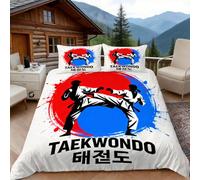 3D Super King Duvet Set 3D Printed Fighting Illustration Bedding, Tai Chi Pattern Soft Microfibre Duvet Cover Sets Quilt Cover and Pillow Set with Zipper 3 Pcs