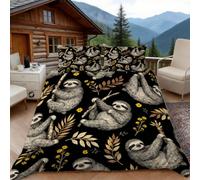 3D Super King Duvet Set 3D Printed Sloth Bedding, Tropical Animal Theme Soft Microfibre Duvet Cover Sets Quilt Cover and Pillow Set with Zipper 3 Pcs