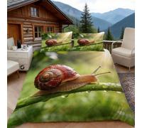 3D Super King Duvet Set 3D Printed Snail Bedding, Natural Landscape Soft Microfibre Duvet Cover Sets Quilt Cover and Pillow Set with Zipper 3 Pcs