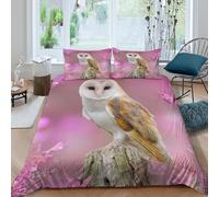 3D Super Soft Microfiber Barn owl Bedding Quilt Cover All Season Bedding Set w/ Pillow Cases Nature wildlife scene Bed Quilt Cover Easy Care Breathable for Kids Teens Adults Single（140x200cm）