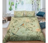 3D Super Soft Microfiber Birds+FloralArtStyle Duvet Cover Easy Care Bedding Set w/ Pillowcase Butterflies+vintage Quilt Cover Set All Season Breathable Washable for Home Decor Single（140x200cm）