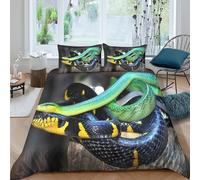 3D Super Soft Microfiber Exotic snakes Comforter Cover All Season Bedding Set with Pillow Shams Vibrant reptile display Quilt Cover Set Easy Care Machine Washable for Bedroom Decor Double（200x200cm）