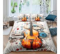3D Super Soft Microfiber Musical instrument Bedding Quilt Cover All Season Bedding Set w/Pillow Cases Abstract digital art Bed Quilt Cover Easy Care Breathable Washable for All Super king（260x220cm）