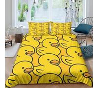 3D Super Soft Microfiber yellow duck pattern Quilt Cover Breathable Bedding Set w/ Pillowcase cartoon cute design Duvet Cover All Season Machine Washable for Bedroom Decoration Single（135x200cm）
