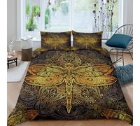 3D Super Soft Microfibre Dragonfly ornate Duvet Cover Sets All Season Bedding Set with Pillowcases Vintage tribal design Duvet Cover Easy Care Machine Washable for Men Women Kids Single（135x200cm）