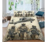 3D Super Soft Microfibre military soldiers Duvet Cover Sets All Season Bedding Set with Pillowcases combat tactical illust Duvet Cover Easy Care Machine Washable for Men Women Kids King（220x240cm）