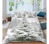 3D Super Soft Microfibre Snow-covered-tree Duvet Cover Sets All Season Bedding Set with Pillowcases Winter-forest-scene Duvet Cover Easy Care Machine Washable for Men Women Kids Super king（260x220cm）