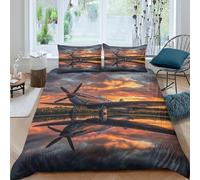 3D Super Soft Microfibre Vintage Fighter Bedding Quilt Cover Soft Bedding Set with Pillowcases Aerial Warfare Duvet Cover All Season Easy Care Machine Washable for Men Women Kids Single（135x200cm）
