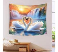 3D Swan Print Wall Blanket Home Decoration Bedding Poster Wall Art Tapestry Wall Hanging Tapestry Soft Polyester for Bedroom Living Room, Dorm & Room Decor 150cmx200cm