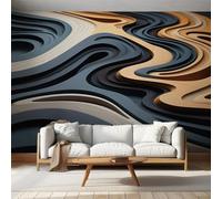 3D Swirl Wallpaper for Living Room, Abstract Geometric Wavy Wall Mural for Bedroom 450x315 cm, Non-Woven Photo Wallpaper, Home Decor D&O16