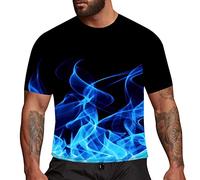 3D T-Shirts for Men Oversized T-Shirts Men Crew Neck Shirts Short Sleeve Cotton Sports Shirt Summer Loose Blouse Basic Shirts Streetwear Tee, blue, XXXX-Large