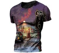 3D T Shirts Vintage 66 Route T Shirt Men Short Sleeve 3D Print Biker Oversized Racing Shirt,Tx-Zft-0001,Asian Size Xxxl