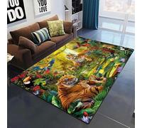 3D Tappeti stampati con tigre dominante per l'arredamento della camera da letto del soggiorno Tappeto degli animali della giungla Tappetino per comodino domestico Tappeti per aree giochi-60x90cm