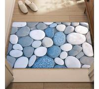 3D Tappetino bianco con motivo a ciottoli, tessuto in poliestere, lavabile in lavatrice, adatto per la decorazione del soggiorno e della camera da letto-50x80cm