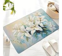 3D Tappetino con motivo a giglio a olio su tela a olio, tessuto in poliestere, lavabile in lavatrice, adatto per la decorazione della camera da letto e del soggiorno-60x90cm