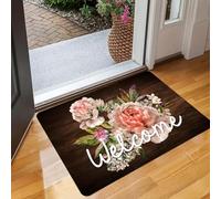 3D Tappetino con stampa di benvenuto, tessuto in poliestere, lavabile in lavatrice, adatto per la decorazione della camera da letto, del soggiorno e dell'ingresso-60x90cm